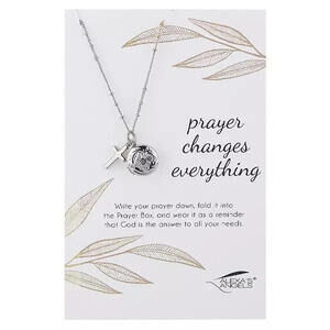 16" Silver Cross & Prayer Locket : Religious Gifts